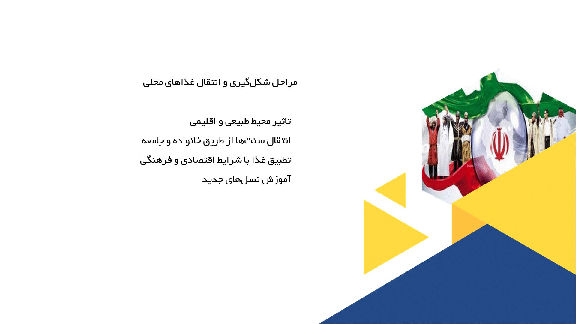 پاورپوینت در مورد نقش غذاهای محلی در حفظ فرهنگ اقوام